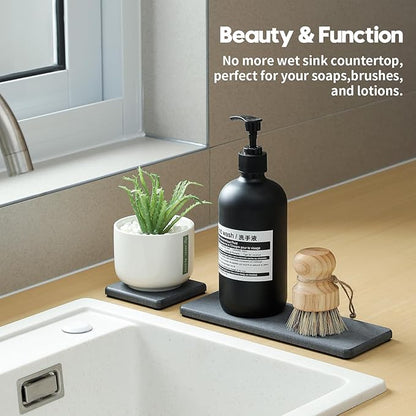 3PCS Water Absorbing Soap Dish Sponge Holder, Diatomite Stone Drying Tray Mat