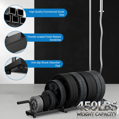 BEKING Horizontal Weight Plates Rack, Weight Rack for Weight Plates & Olympic Bars,Barbell Bumper Plate Holder with Handle and Rolling Wheels,Portable Gym Organizer with Fractional Weight Section for 1-Inch&2-Inch Plates