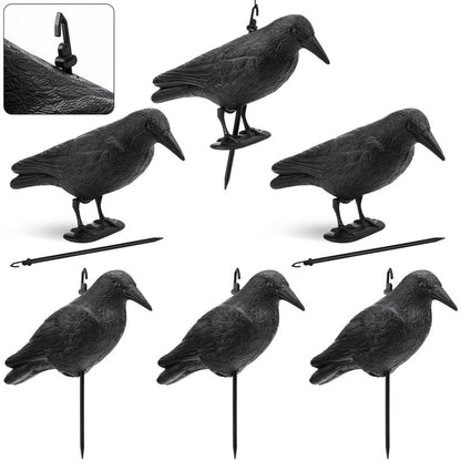 Novabright 6 Pcs Realistic Crow Decoys-Life Sized Simulation Crow Statue, Hunting Bait Decoys, Black Crows Decoy Figuring with Feet Stake for Hunting Halloween Party Yard Garden Decoration