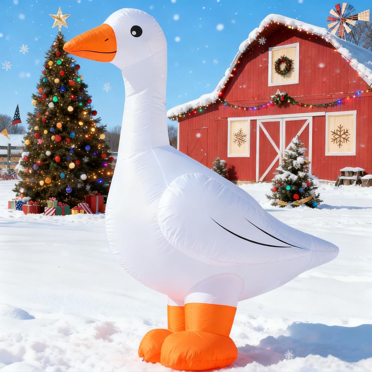 DomKom 6FT Goose Inflatables Christmas Spring, Farm Ranch Blow up Animals Cute, Decorations Outdoor Yard Built-in LED Lights Big Large Decor Party Lawn Holiday Outside