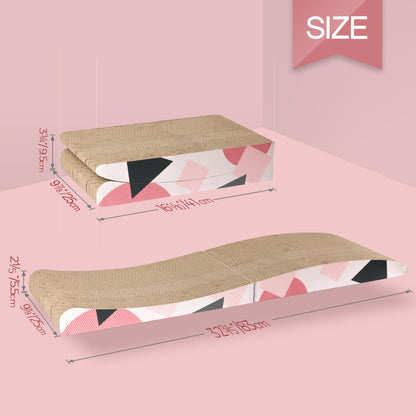 ComSaf Wave Curved Cat Scratching Pad, Foldable Cat Scratcher Cardboard, Corrugated Scratch Pad, Long Scratching Lounge Bed for Cat Kitten Kitty, Protecting Furniture, Reversible