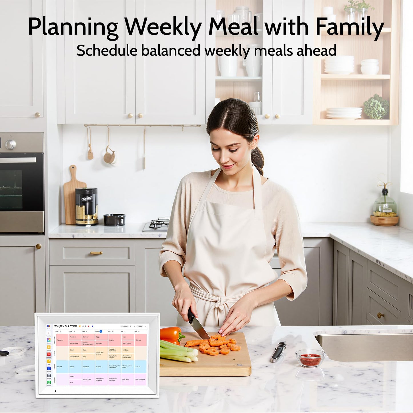 Linkdaze Digital Calendar, 10.1'' Electronic Calendar Chore Chart, Smart WiFi Touchscreen Interactive Family Schedules, Electronic Organizer for Monthly, Weekly and Daily Agenda