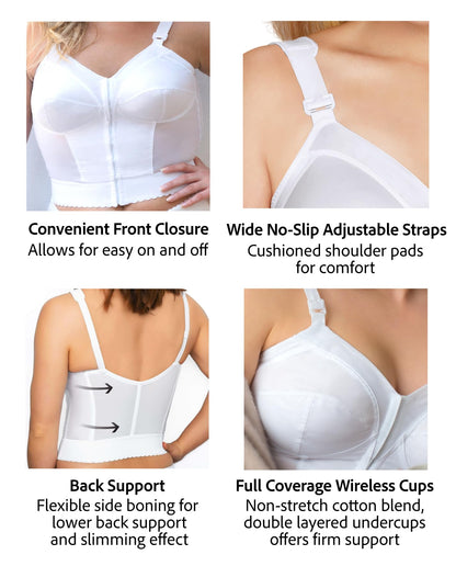 Exquisite Form womens Exquisite Form Fully Women's Front Close Longline Posture #5107530 Bra, Black, 46DD US
