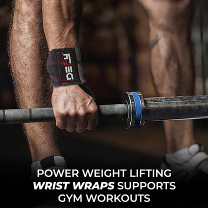 DEFY 18” Weightlifting Wrist Wraps – Professional Fitness Wrist Wraps for Men & Women with Thumb Loop - Wrist Support for Weightlifting, Strength Training, Powerlifting & Bodybuilding (Green Camo)