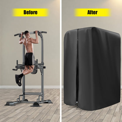 Kingling Pull Up Bar Station Covers, Pull Up Bar Stand Cover for Power Tower Home Strength Training Dip Stands Waterproof & Dustproof Protective Cover - 42''L x40''W x64''H
