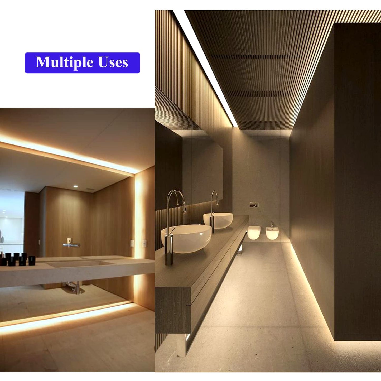 JUNWEN 40ft Warm White Led Strip Lights, Flexible 3000k Dimmable Super Bright 12V led Light Strip in Indoor Cuttable for Bedroom, Christmas, Kitchen, Cabinet,Mirror, Not Waterproof, 2 Rolls of 20ft