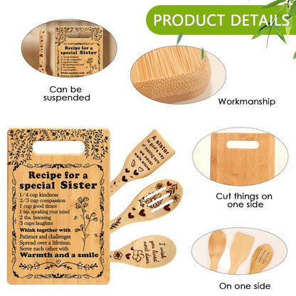 TuSuQing Sister Birthday Gifts Sister Gifts from Sister Christmas Gifts for Sister Best Friendship Gifts for Bestie BFF Best Friend Soul Sister To My Sister Kitchen Present Cutting Board Set (C-15-B)