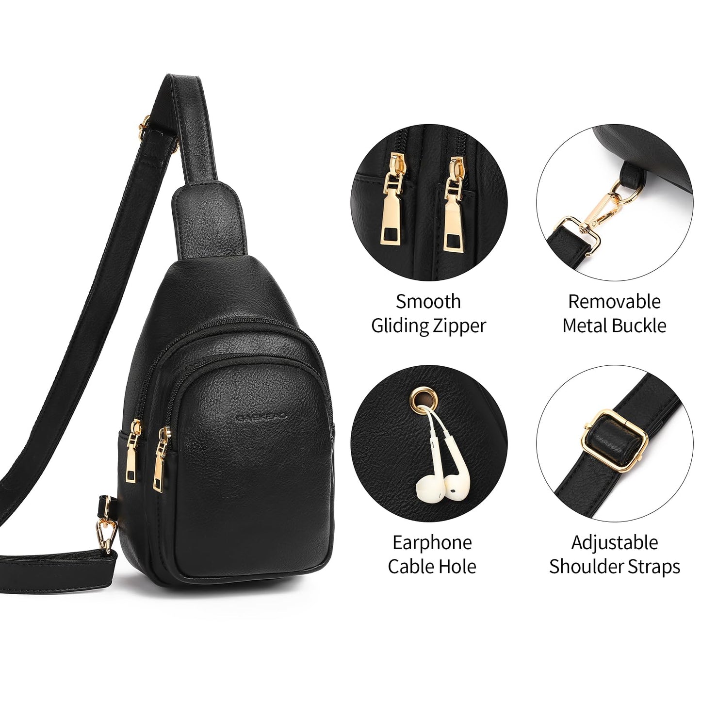 GAEKEAO Sling Bag for Women Small Cross Body Fanny Packs Trendy Chest Bag for Travel, Vegan Leather with Adjustable Strap