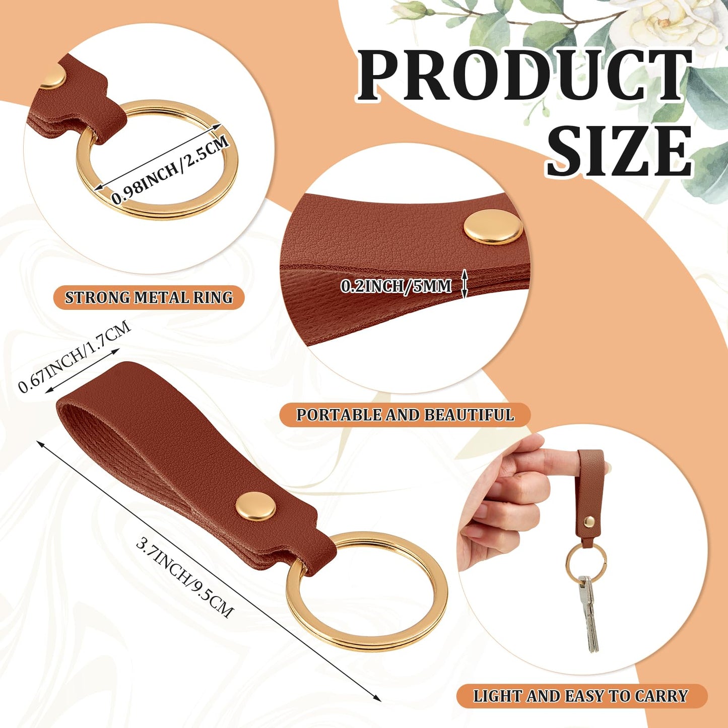 Wavyknot 100 Pcs PU Leather Keychain Blanks Bulk Laser Engraving Blanks Keychain Kit with Key Rings for DIY Key Chains Craft(3.7 x 0.7 Inches, Dark Brown)
