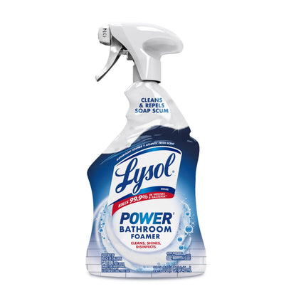Lysol Power Foaming Bathroom Cleaner, Multipurpose Cleaner for Showers, Bathtubs, Sinks, Disinfectant Spray Kills 99.9% of Germs, Zero Bleach Cleaning Spray, 32 Oz.