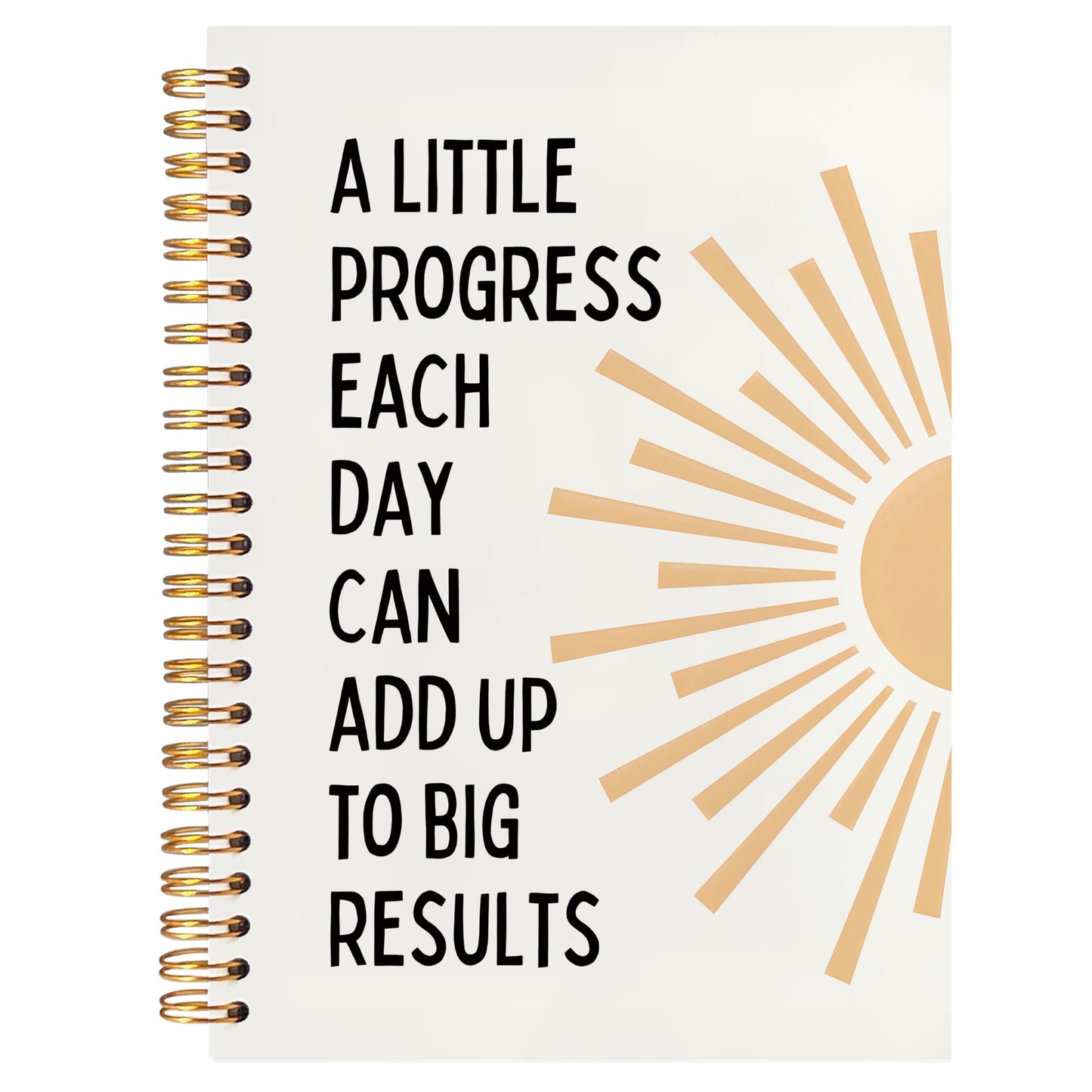 BearCake Boho Sun Inspirational Motivational Notebooks Journal,Mental Health Gifts, a Little Progress Each Day Can Add Up to Big Results Notebooks,Boho Sunshine Notebook,Spiral Notebook 5.5x8.3