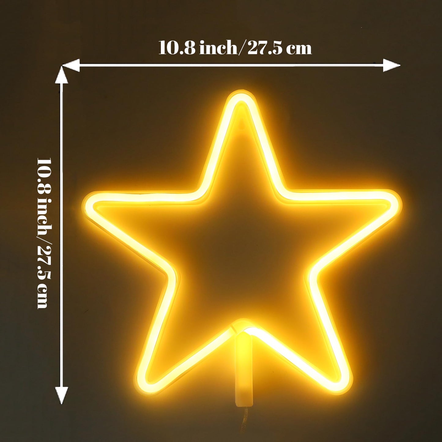 ENUOLI LED Neon Sign Star Neon Lights Warm White Neon Wall Light Star Night Light LED Lights Wall Decoration Art for Girls Bedroom Living Room Christmas Party as Kids Gift