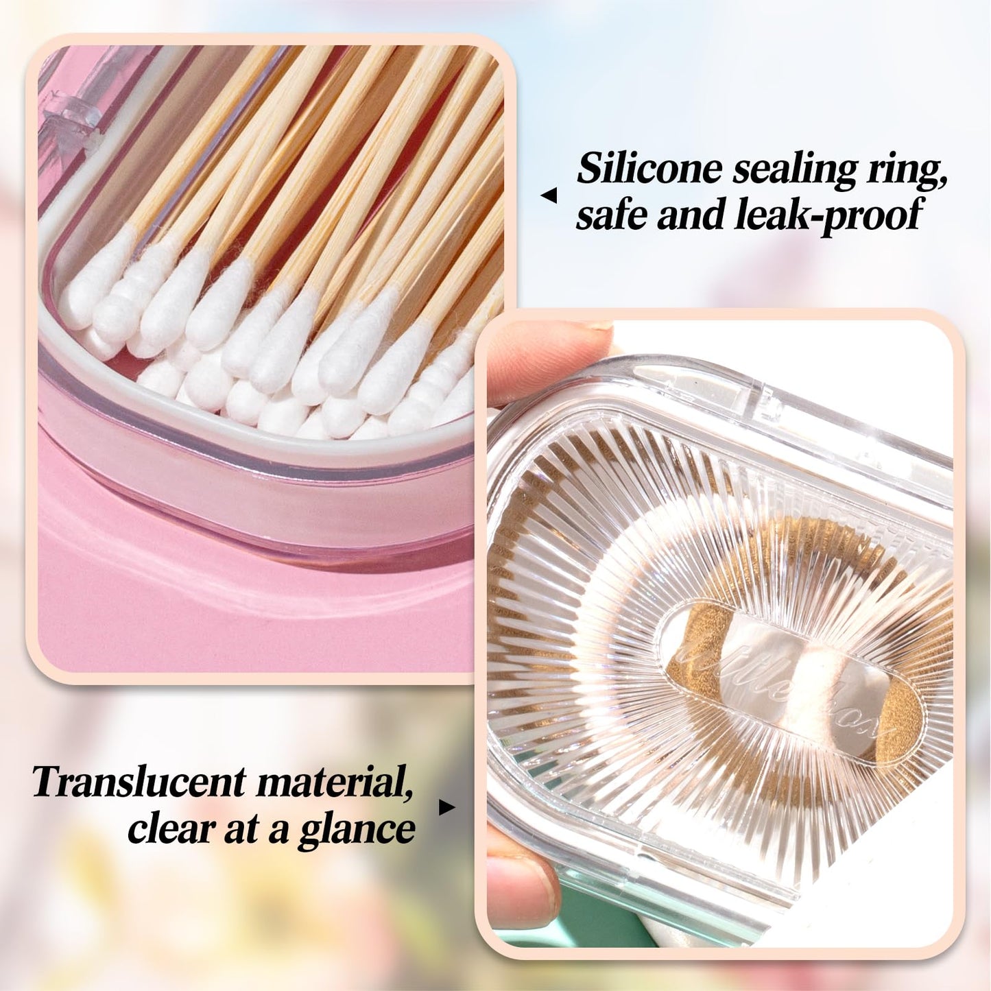 Kigley 4 Pcs Hair Tie Container Small Portable Travel Cotton Swab Holder Flosser Dispenser with Lid Plastic Box Beads Storage Containers for Small Items, 3.94 x 2.76 Inch (White)