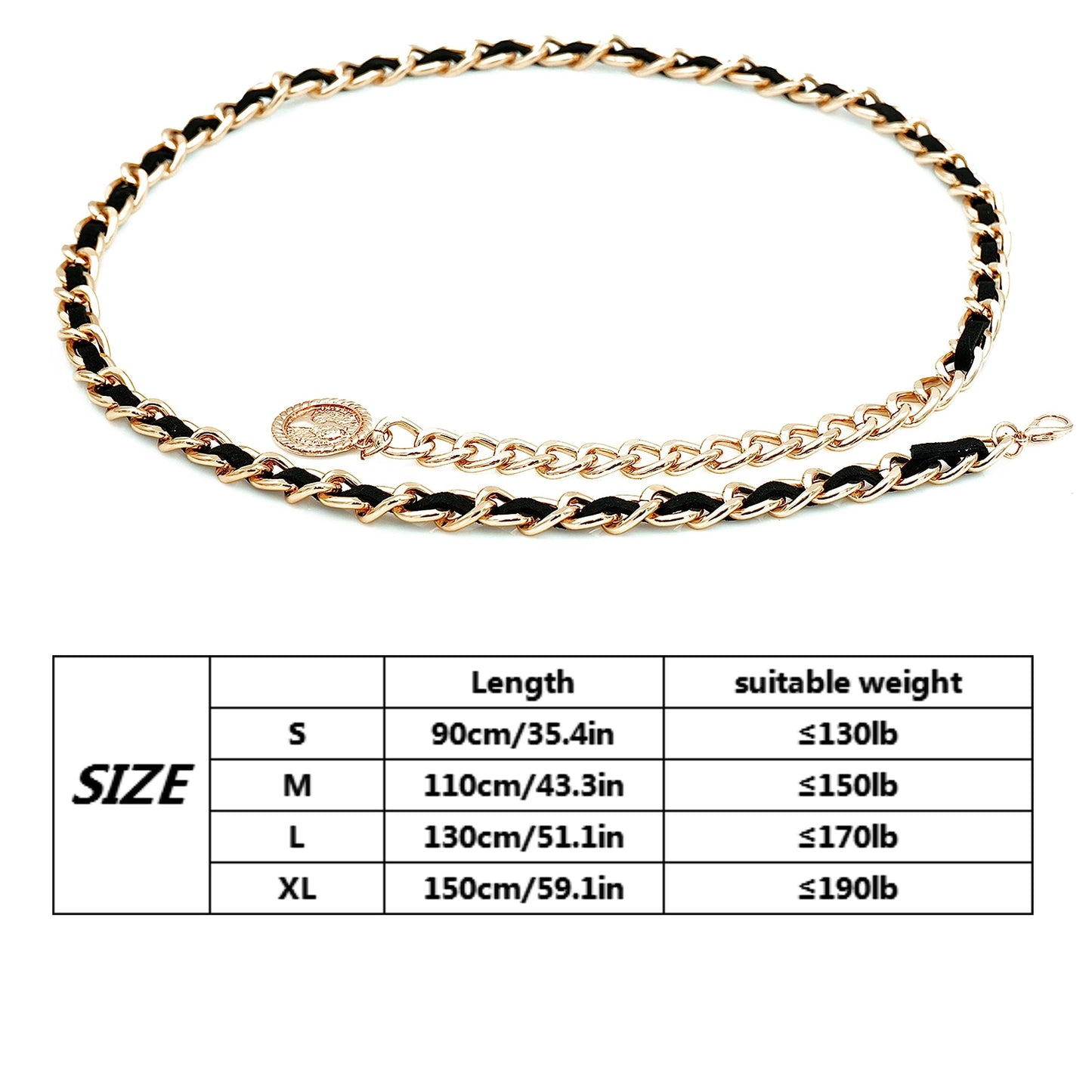 HIQUACC Leather Chain Belts for Women Girls, Layered Body Chain Belts Metal Waist Chain for Dress Vest Jeans