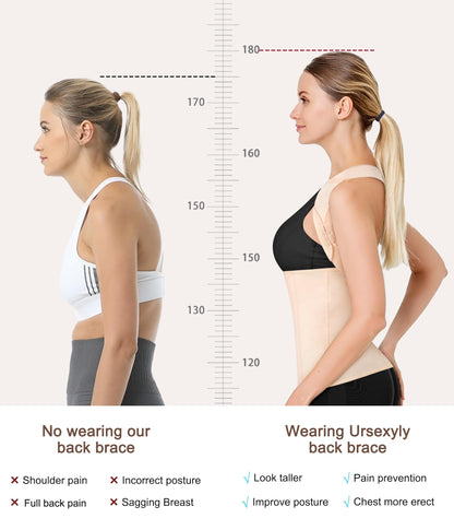 URSEXYLY Back Brace Posture Corrector for Women Adjustable Full Back Support Shoulder Straightener Upper and Lower Back Pain Relief(Black,3XL)