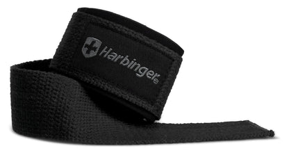 Harbinger Padded Cotton Lift Straps, Black - Soft, Supportive Neotek Wrist Pads - 21.5" Length, 1.5" Width - Reinforced Edges & Heavy-duty Stitching - Cushions Wrists for Lifting Support