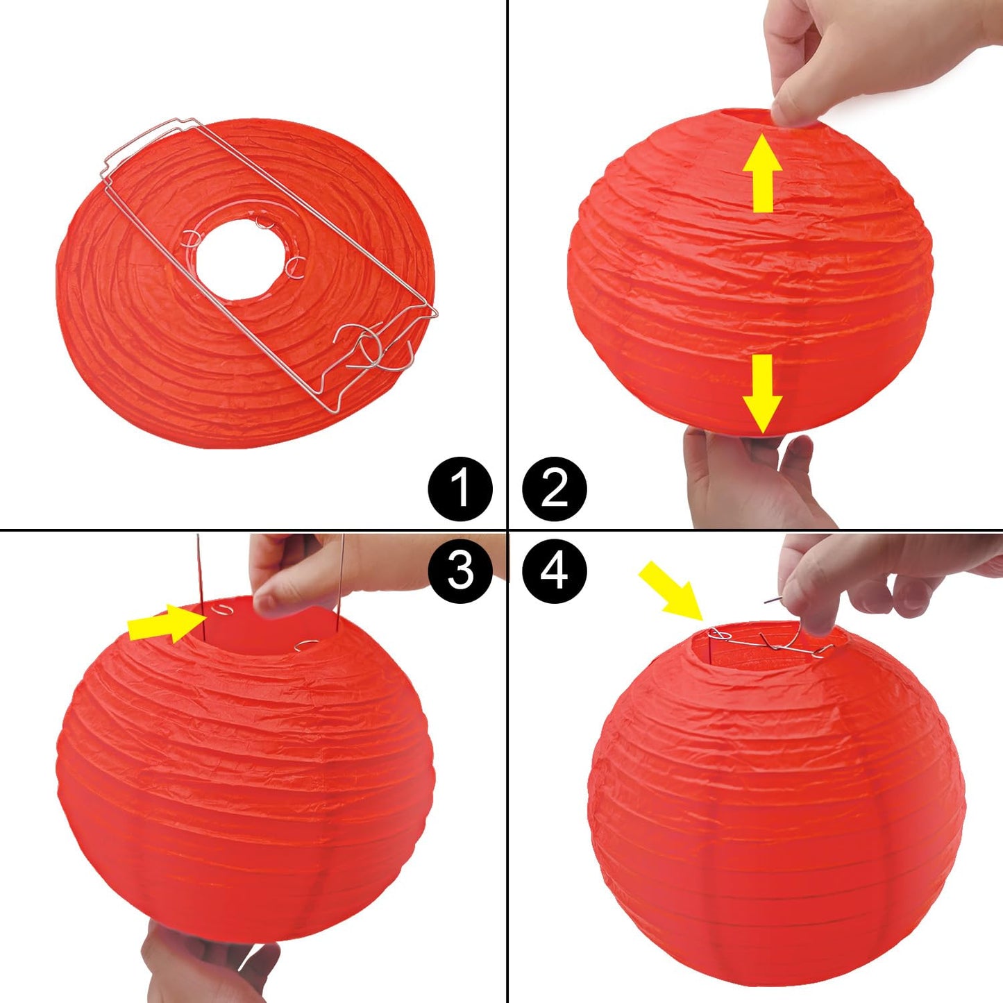 12 Pcs Red Paper Lanterns Round Hanging Party Decorations for Wedding Anniversary Birthday Christmas New Year Party Supplies