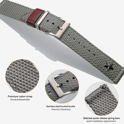 torbollo Quick Release Watch Bands - Choice of Color and Width (18mm, 20mm, 22mm or 24mm) Watch Straps, Quality Nylon Strap and Sturdy Brushed Buckle, 22mm / Large Wrist (7.1''-8.9''), no.