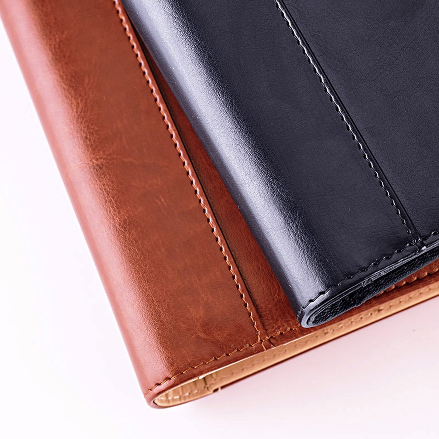 Enyuwlcm PU Leather Padfolio Ring Binder with Clipboard Resume Leather Portfolio with 20 Clear Plastic Sleeves Black