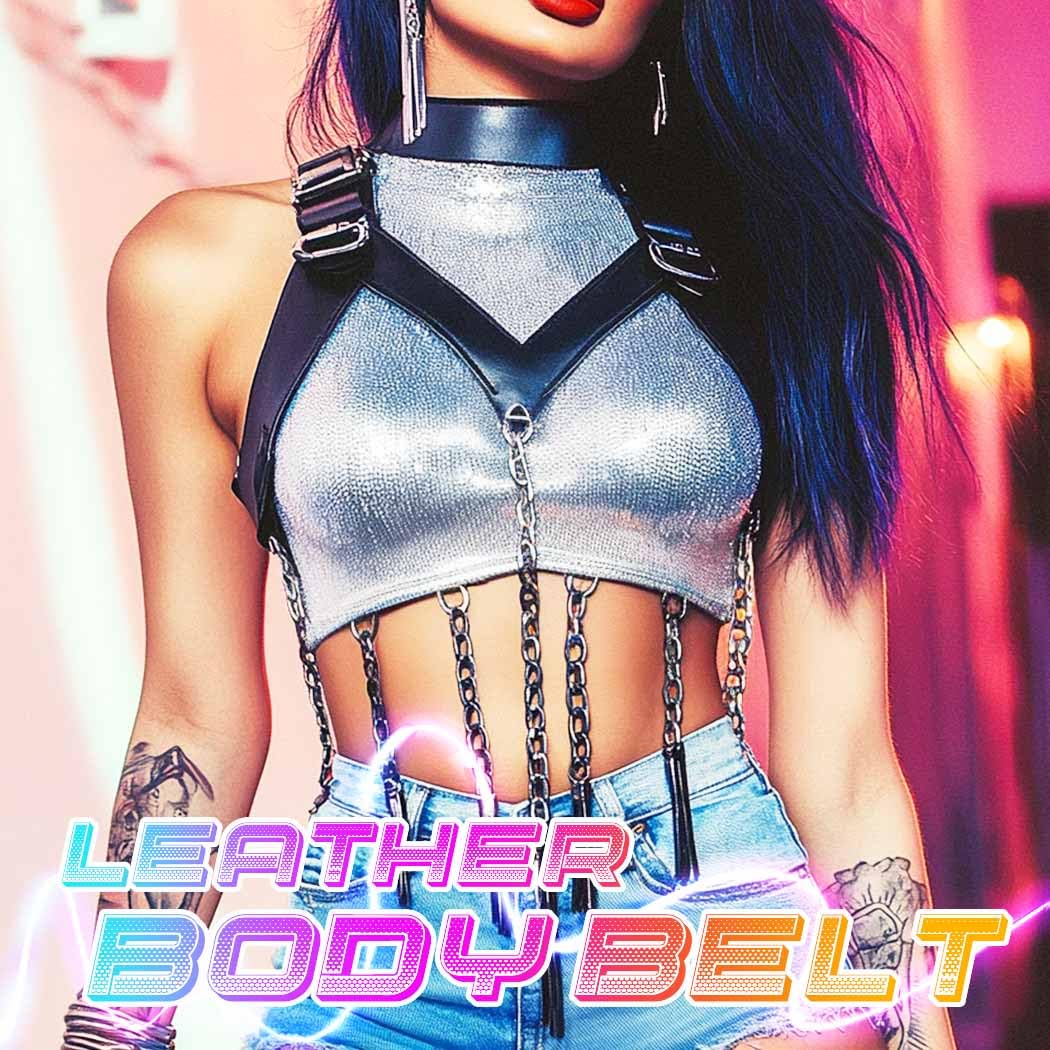 CLOACE Black Harness Belts for Woman Fashion Leather Chest Harness Goth Rave Belt