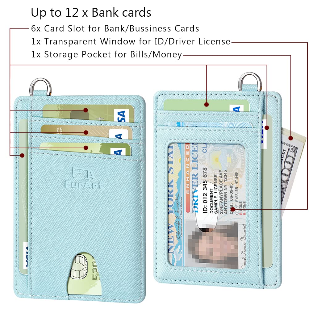 FurArt Slim Minimalist Wallet, Front Pocket Wallets, RFID Blocking, Credit Card Holder for Men-Light Blue