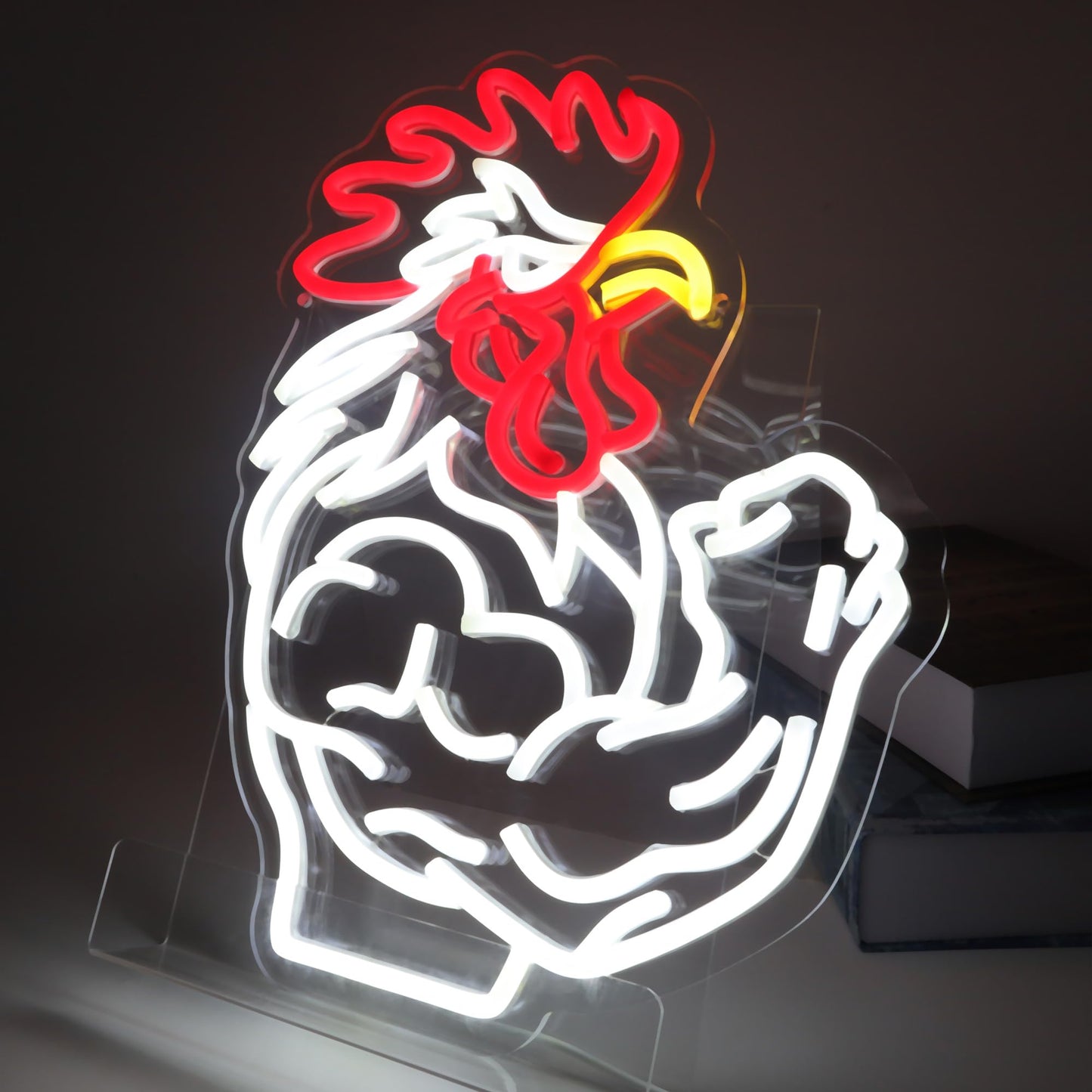 Muscular Rooster Gym Neon Sign for Home Gym Decor, Bodybuilding Funny Chicken Led Neon Light for Workout Trainer Room, Farmhouse,Bold Gifts for Game Rooms, and Man Caves