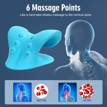 Neck Stretcher for Pain Relief, Neck and Shoulder Relaxer Cervical Traction Device Pillow for Muscle Relax and TMJ Pain Relief (Blue)