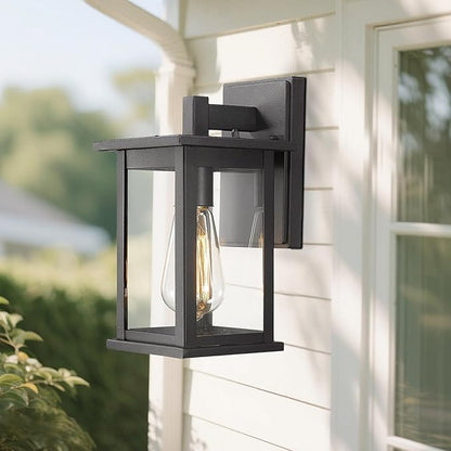 Bestshared Outdoor Wall Lantern Sconce,Outside Wall Lights for House,Porch Lighting Fixture,Anti-Rust Powder Coat Black Lamp Light for Front Porch Corridor Doorway Patio(Black,4 Pack)