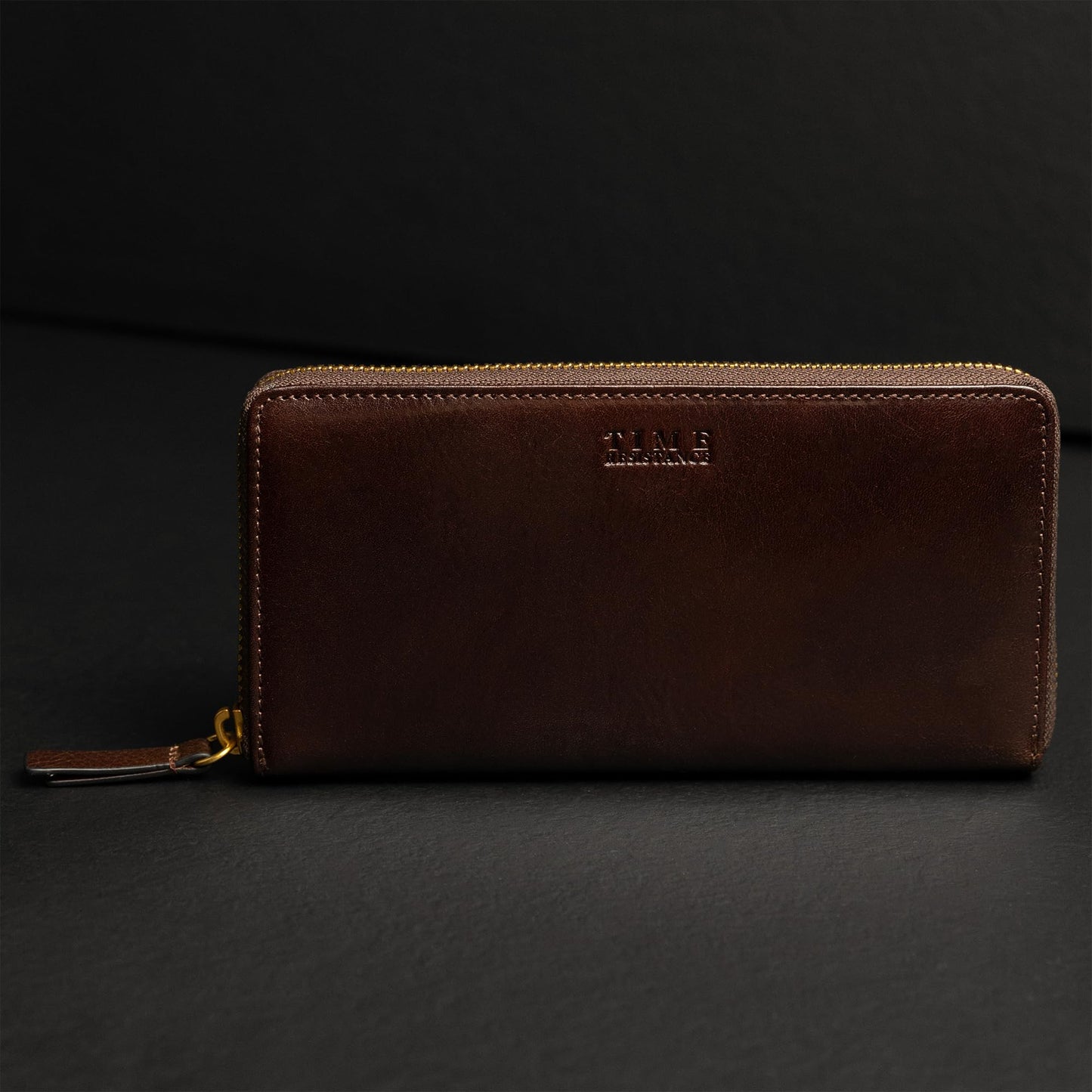 Time Resistance Leather Minimalist Wallet – Handmade Italian Full-Grain Leather Continental Wallet – Slim Cards and Cash Holder (Brown)