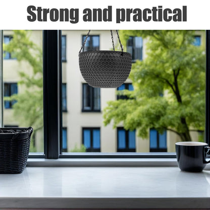 IWOWHERO 2Pcs Hanging Planter Plastic Honeycomb Rattan Weave Plant Basket for Use Deep Color
