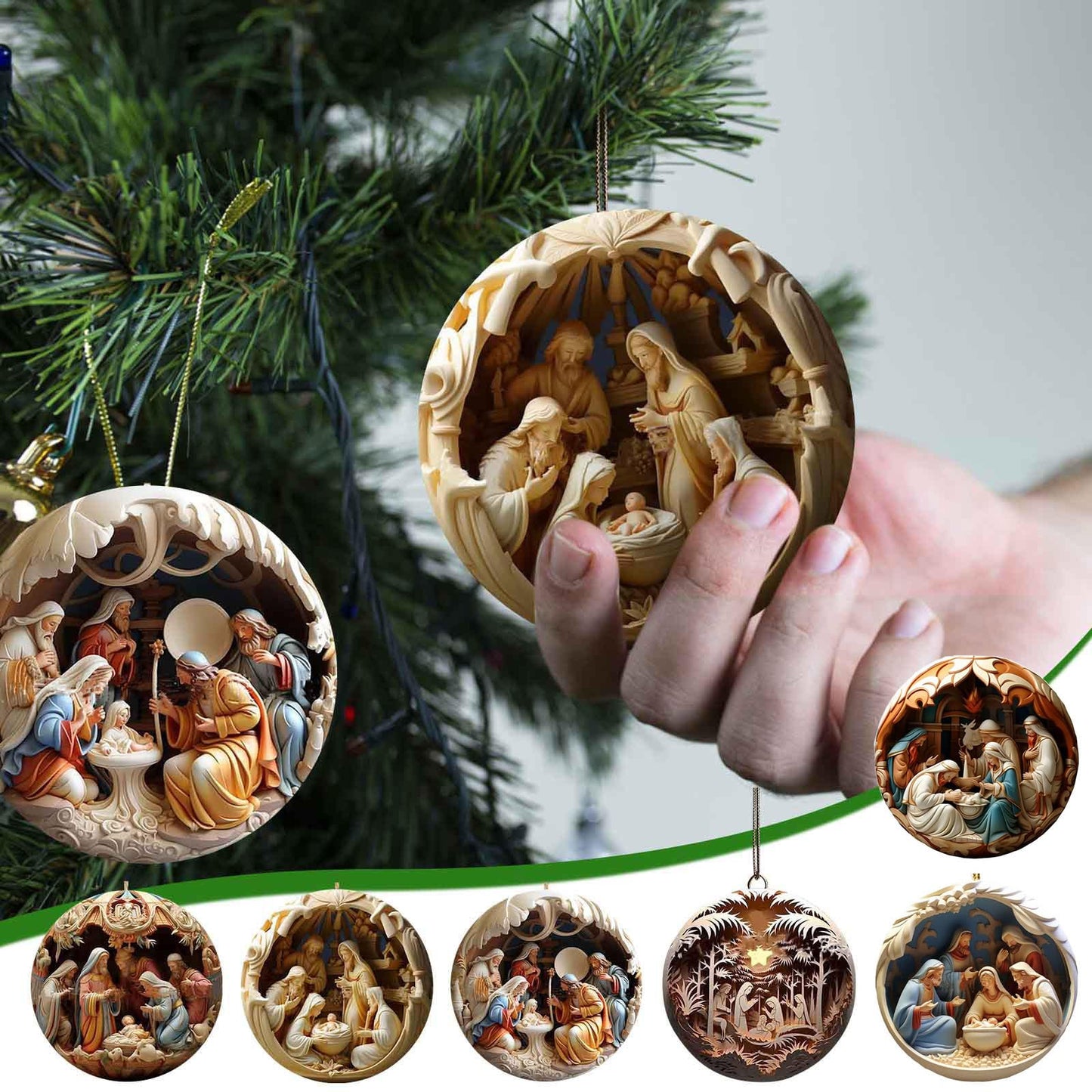 6Pcs Nativity Scene Ornaments, Christmas Tree Ornaments Set, Birth of Jesus Hanging Decorations, Holy Religious Gifts, Nativity Scene Christian Gifts