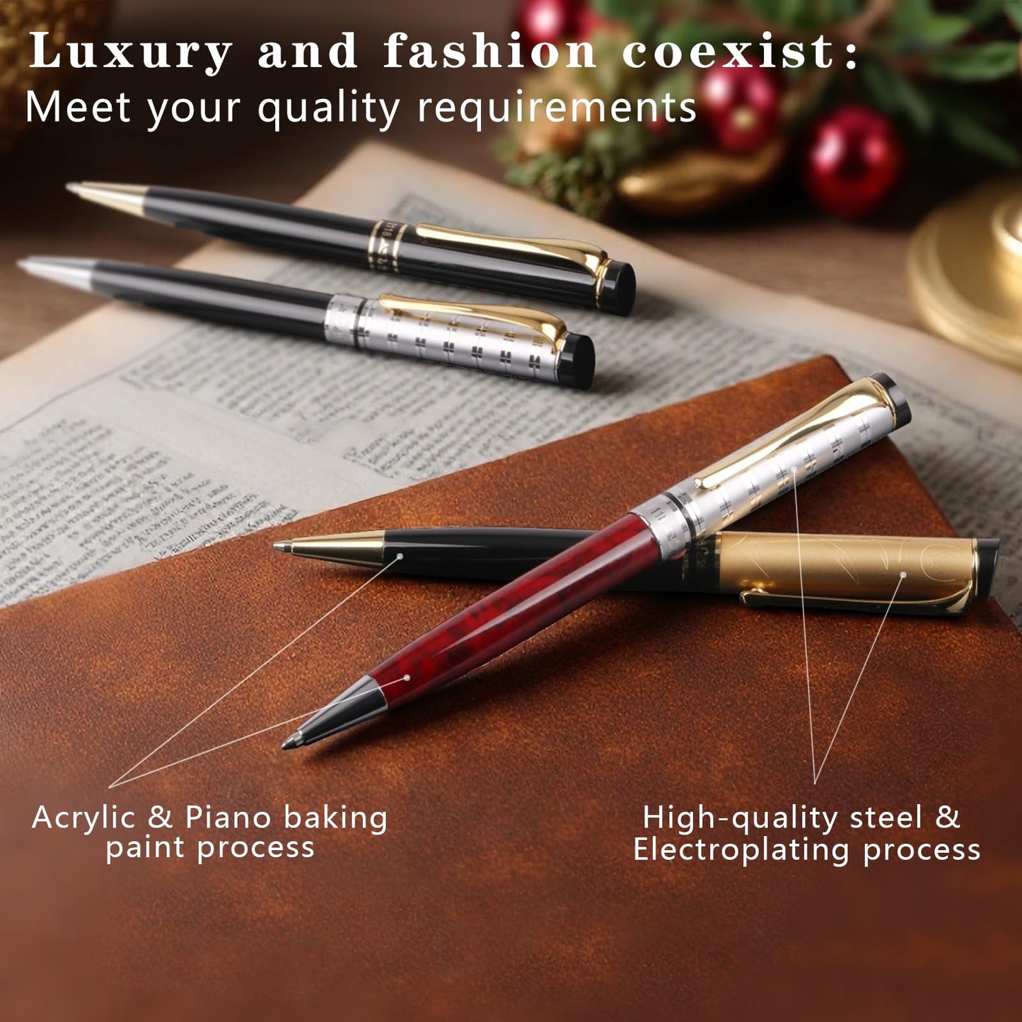 Shiduode Luxury Ballpoint Pens, Retractable Metal Pen with 7 Refills (Black, Blue, Red) for Smooth Writing - Executive Office Desk Accessories, Ideal Gifts for Professionals, Teachers,Nurses
