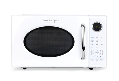 Nostalgia Retro Microwave Oven - 0.7 Cu Ft, 700-Watt Countertop Size with Glass Turntable, Child Safety Lock, 8 Auto-Cook Programs, Digital Clock - Aqua
