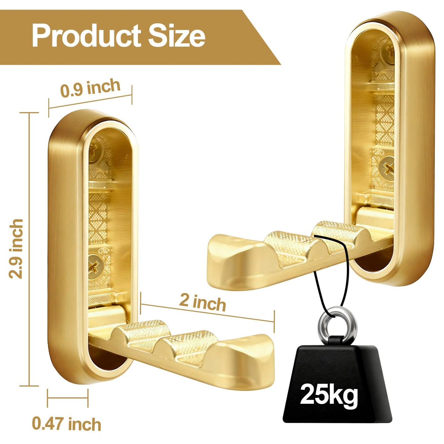 Fevont 6 Pack Folding Wall Hooks – Heavy Duty Gold Coat Hooks, Foldable Zinc Alloy Wall Mount Hooks for Hanging Coats, Hats, Towels, Bags, Keys, Robes, Christmas Socks & Wreaths – Holds up to 55 lbs