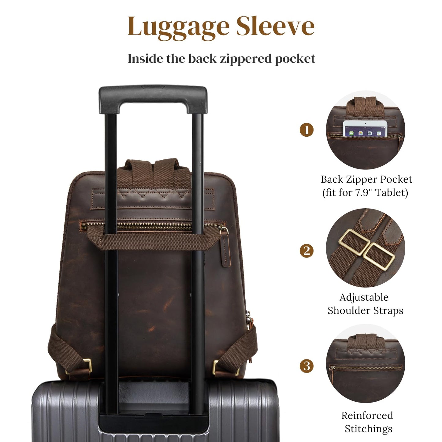 S-ZONE Small Leather Backpack Purse for Women Vintage Casual Daypacks Travel Rucksack Handbag