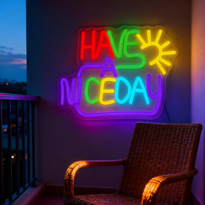Neonawall Have A Nice Day Neon Sign for Wall Decor Light Up Letters Led Sign Birthday Party Gifts Led Decorative Night Signs Motivational Room Decorations Supplies Gift for Friend Home Bedroom Dorm