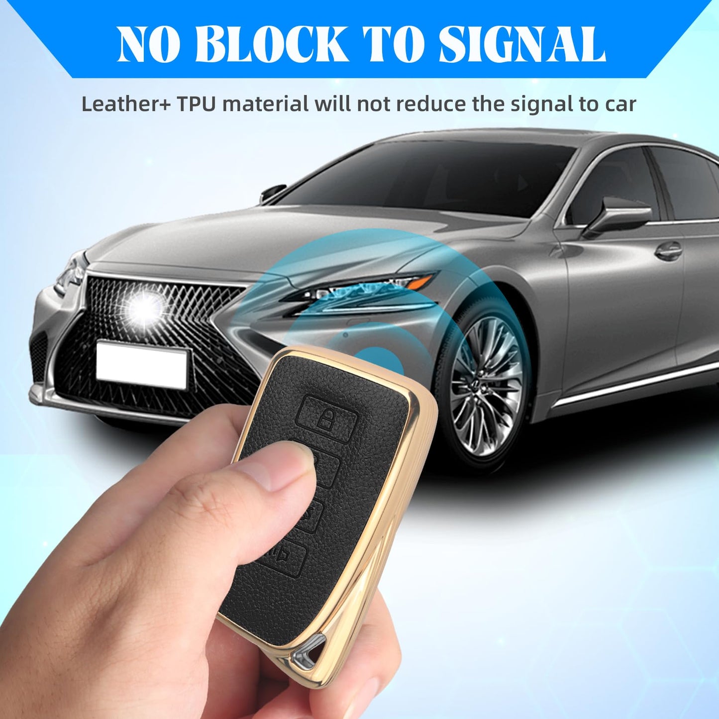 QBUC for Lexus Key Fob Cover with Keychain,Upper Leather + Soft TPU Car Key Case Shell for Lexus 2015-2021 ES IS GS NX LS RX RC GX LX 570 200 250 350 460 300 F 450h 600h,4 Buttons(Black)