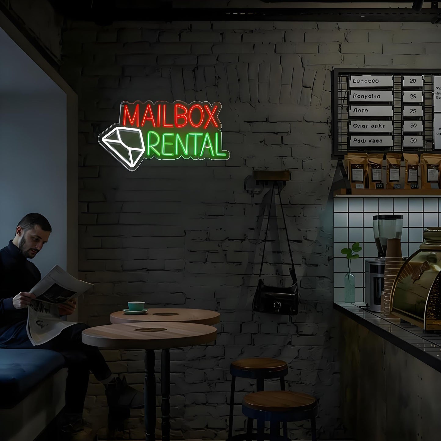 Mailbox Rental LED Neon Sign - USB Powered Dimmable Neon Light Business Sign for Post Office Coworking Space Small Business Shipping Store Office Front Wall Decor 14.5 x 9.3 In