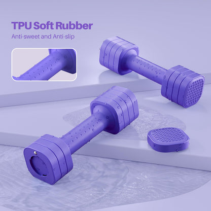 Zempox Adjustable Dumbbell Set, 4 in 1 Free Weight Dumbbell Set for Women, Hand Weight for Women at Home, Each 2lb 3lb 4lb 5lb with TPU Soft Rubber Handle for Home Gym Aquatic Fitness Equipment,Purple