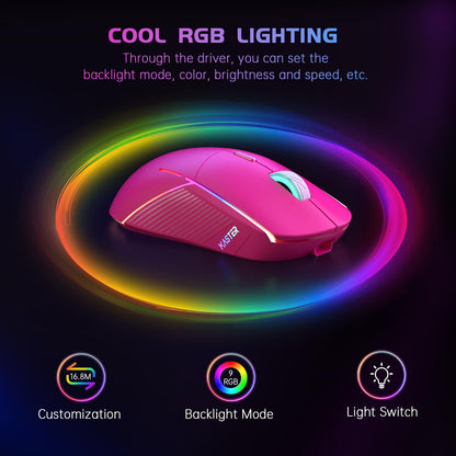 FFJ Wireless Gaming Mouse, 24000 DPI, Tri-Mode 2.4G/USB-C/Bluetooth 5.3 Gaming Mouse Wireless, RGB Programmable Mouse Gamer, 75Hrs Battery Life, Rechargeable Gaming Mice for PC, Mac, PS5, Xbox - Black
