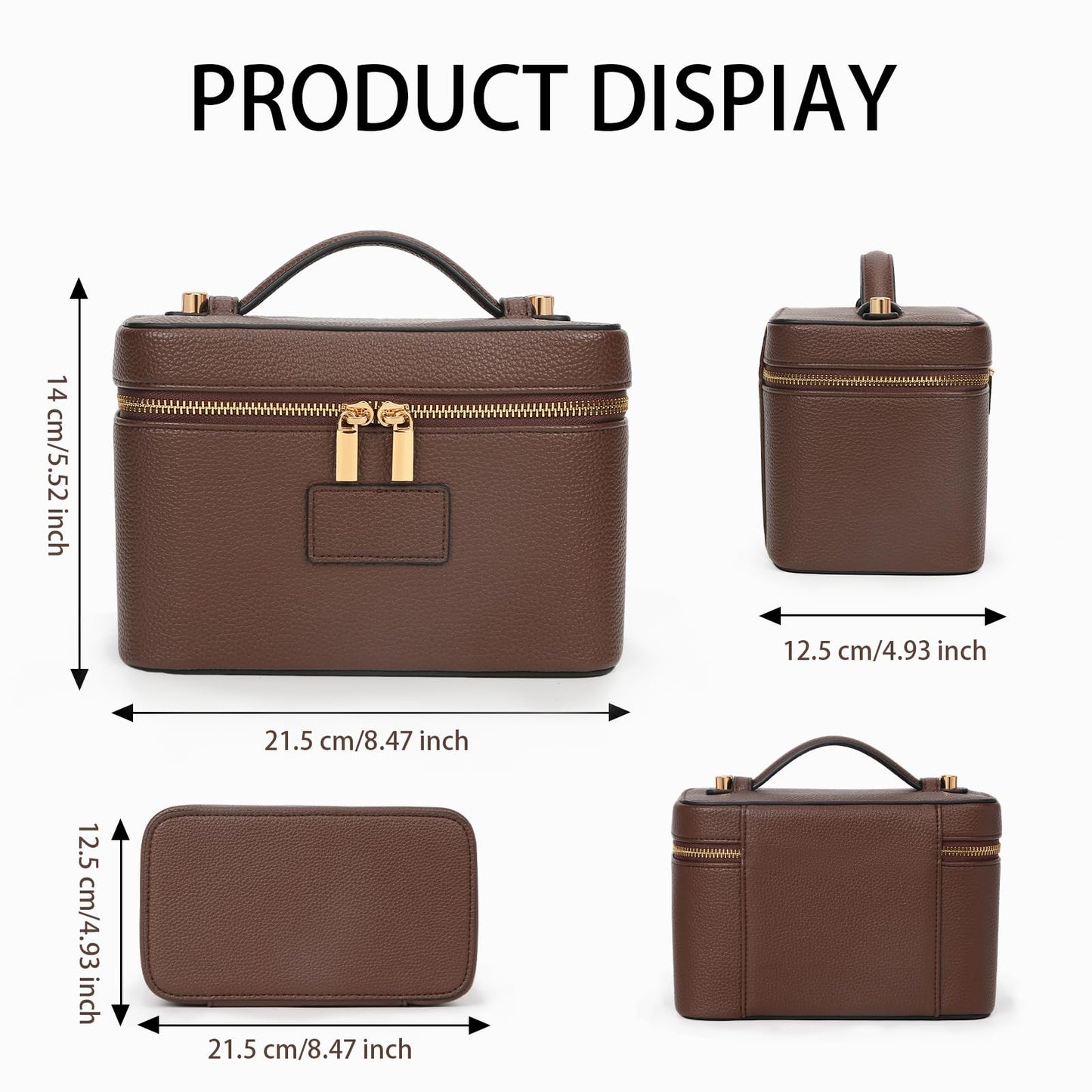 AnBlack Makeup Bag Vanity Case with Removable Divider Travel Toiletry Bag Portable Cosmetic Bag Makeup Organizer Case (Coffee)
