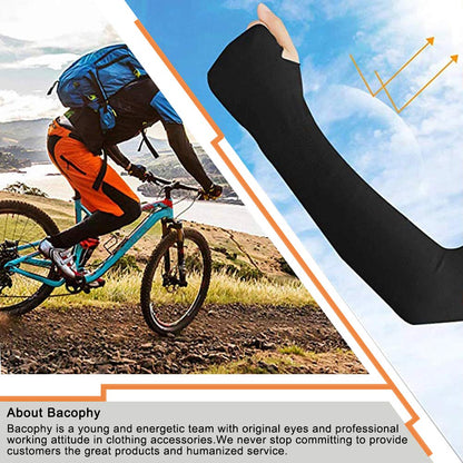 Bacophy 3 Pairs Arm Sleeves with Thumb Holes Women Men UV Protection Cooling, UPF 50 Compression Long Arm Cover