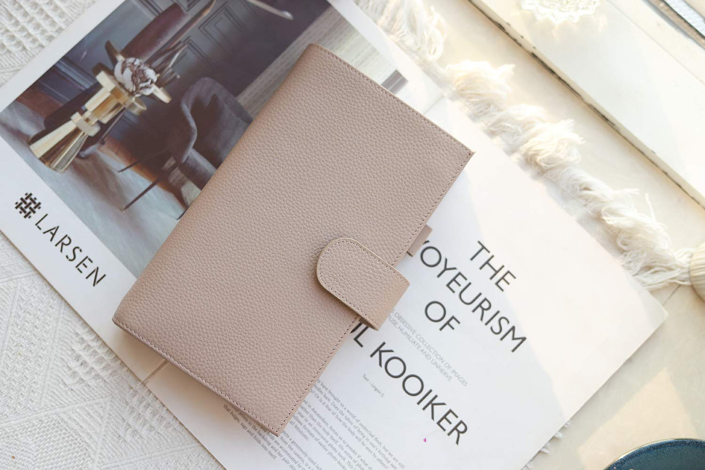 Moterm Companion Traveler's Notebook Cover - Upgraded Design with Back Pocket (Standard Size, Pebble-Taupe)