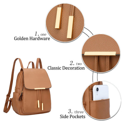 KKXIU Trendy Leather Backpack Purse for Women and Ladies Shoulder Travel Daypacks Bags (A-Brown)
