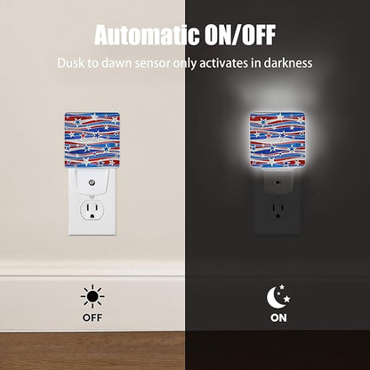 Christmas USA Flag Night Light Plug in Wall Lamp Smart Dusk to Dawn Sensor for Home Decorative, Kids Room Bedroom Bathroom Kitchen Hallway Gifts