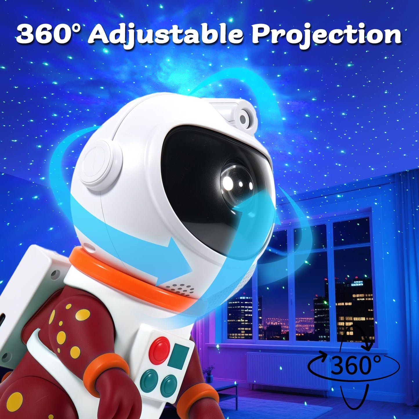 LOVME Galaxy Star Projection Night Light, Dinosaur Astronaut Space Projector with 8 Modes Starry Nebula Effects, Timer & Remote Control, Bedroom Ceiling Decor for Kids, Christmas Birthday Gift(Red)