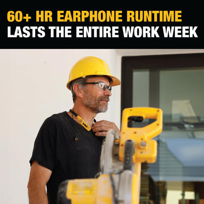 DEWALT Heavy Duty 2-in-1 Neckband Bluetooth Headphones w/Built-in Speakers, Jobsite Wearable Speaker & Around Neck Headphones, Wireless Bluetooth Headset, 60+ Hrs Hands-Free Music/Calls, Carry Pouch