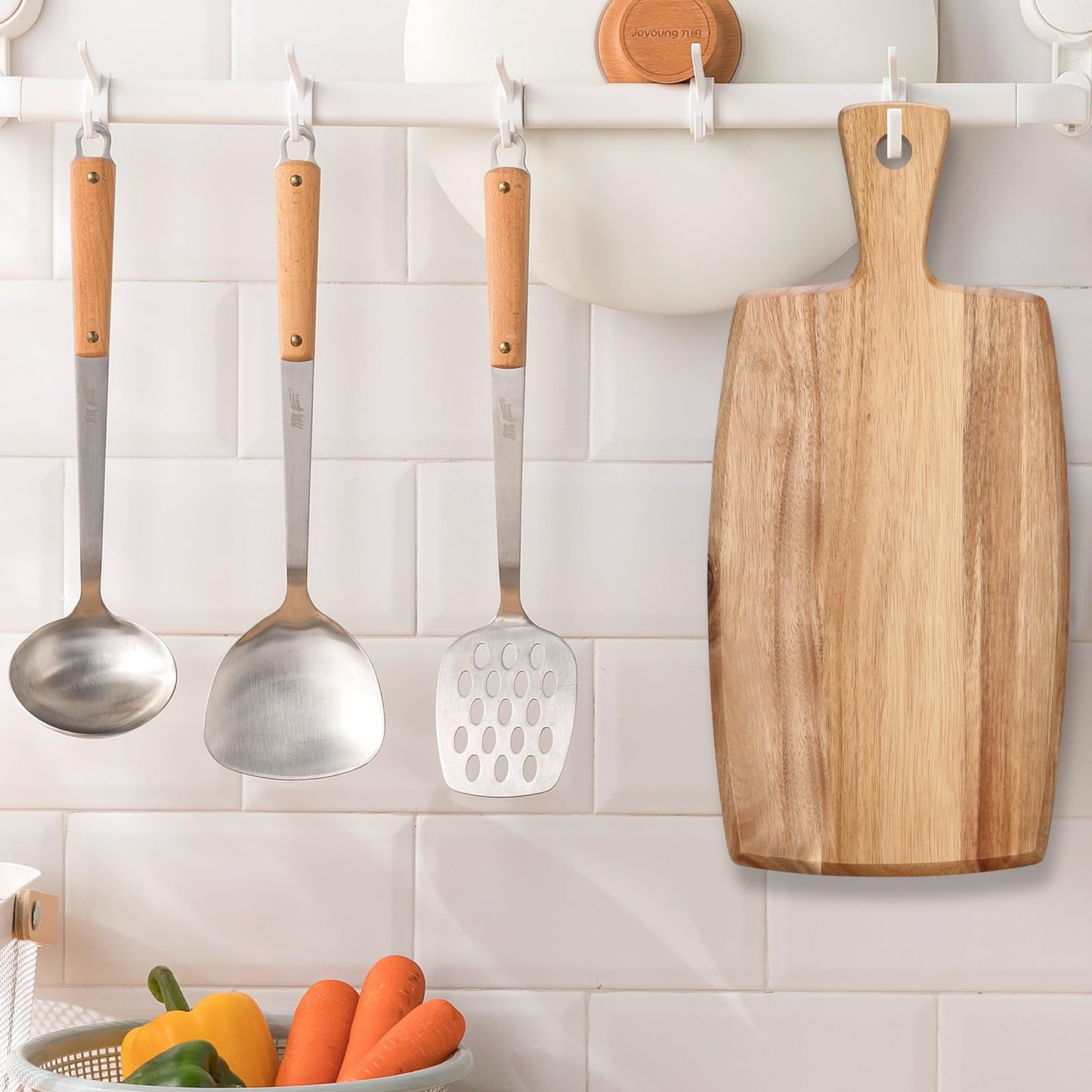Acacia Wood Cutting Board with Handle Small Charcuterie Boards Wooden Chopping Board Decorative Mini Cutting Boards for Kitchen Meat Teak Bread Cheese Board Platter Butcher Block Food Serving Tray