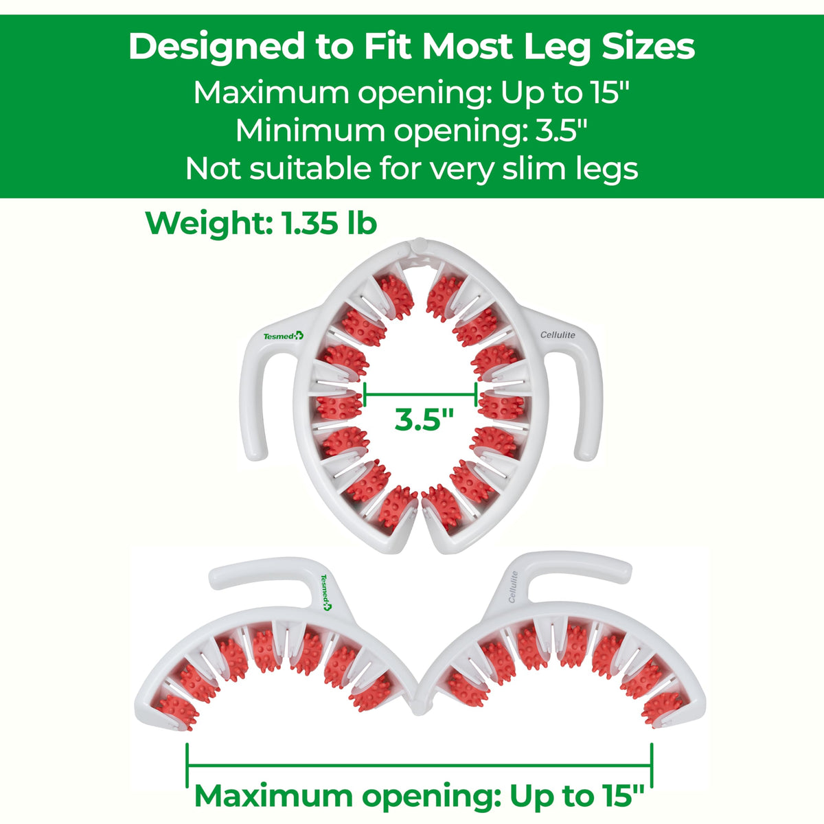 TESMED Cellulite Manual Massager : Made in Italy, Patented with Converging & Diverging Roller Technology. Anti Cellulite Roller for Thighs and Buttock