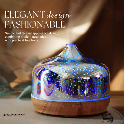 Porseme 500ml Essential Oil Diffuser, Aroma Ultrasonic Humidifier with Remote Control, BPA Free, Auto Shut-Off, Timer Setting for Large Room Sleeping Yoga